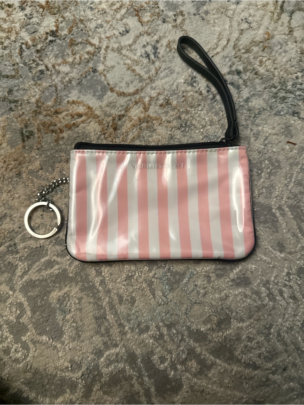 Victoria's Secret Pink & White Striped Wristlet Pouch